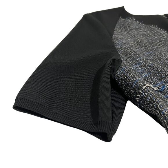 Ellie Tahari Size 8 Medium Gray & Blue Tweed Wool Short Sleeve V-Neck Sheath Dre - Picture 8 of 12